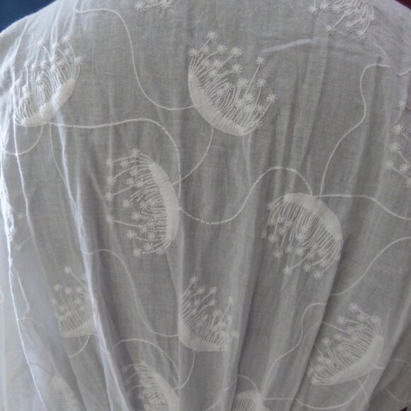 GOTH BOHO HIPPY WEDDING WHITE FLORAL WOVED LONG SLEEVED MINI SKATER DRESS XL - Picture 11 of 16